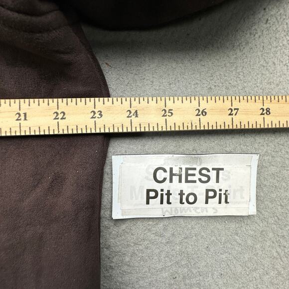 LL Bean BCT4 Faux Shearling Sherpa Long Coat Womens Large Brown Button - Picture 3 of 10